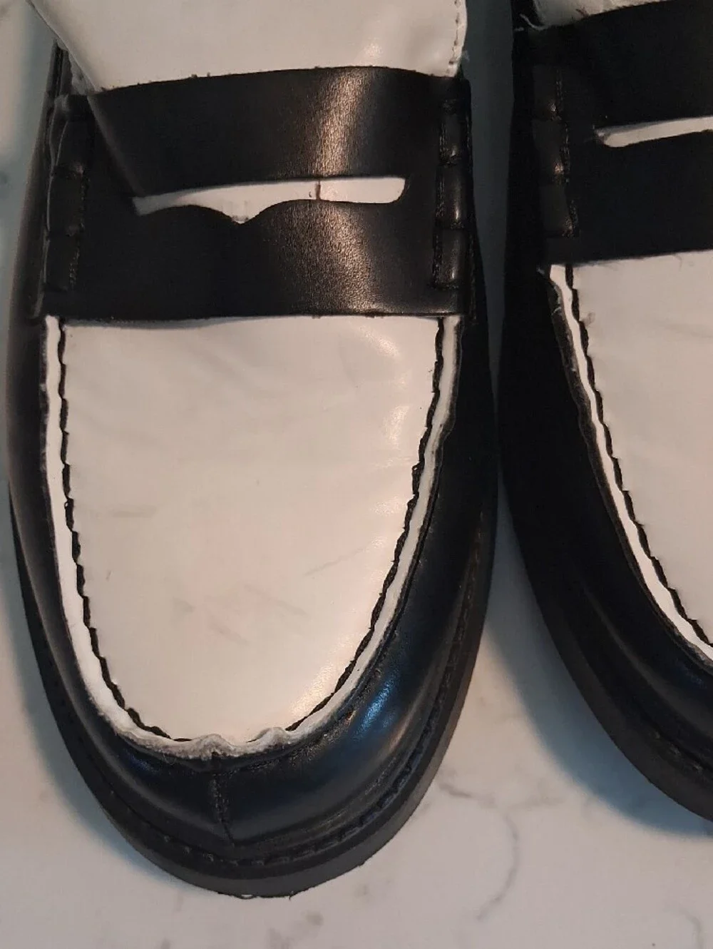Sam & Libby Two-Tone Black and White Penny Loafers